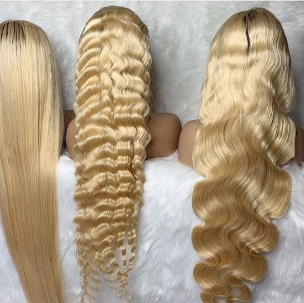 

Silk Straight deep wave Blonde 613 Hd lace frontal unprocessed 100% raw human hair transparent pre-plucked 613 lace wig Deal