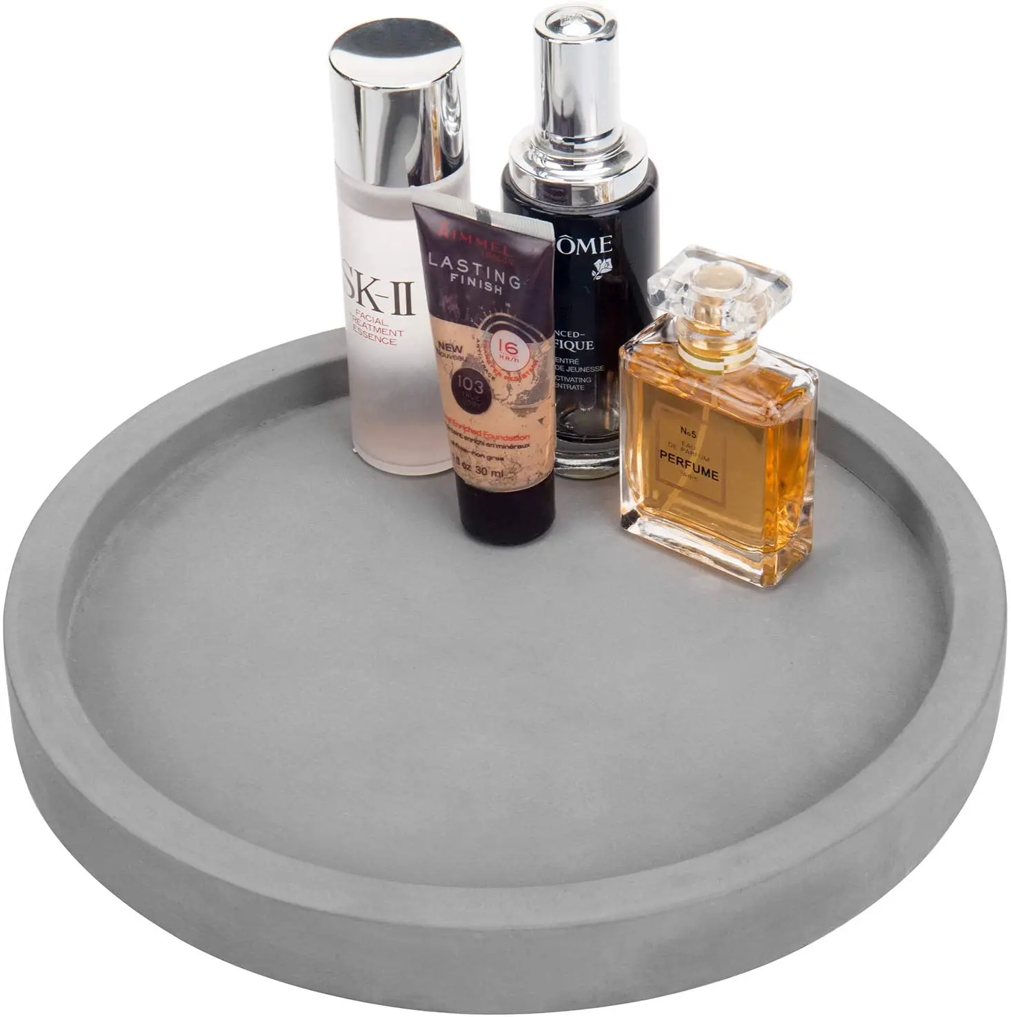 

Classic Cement Serving Tray Gray Round Concrete Dishes Decorative Bathroom Holder Vanity Trays Jewelry Dish Cosmetics Organizer