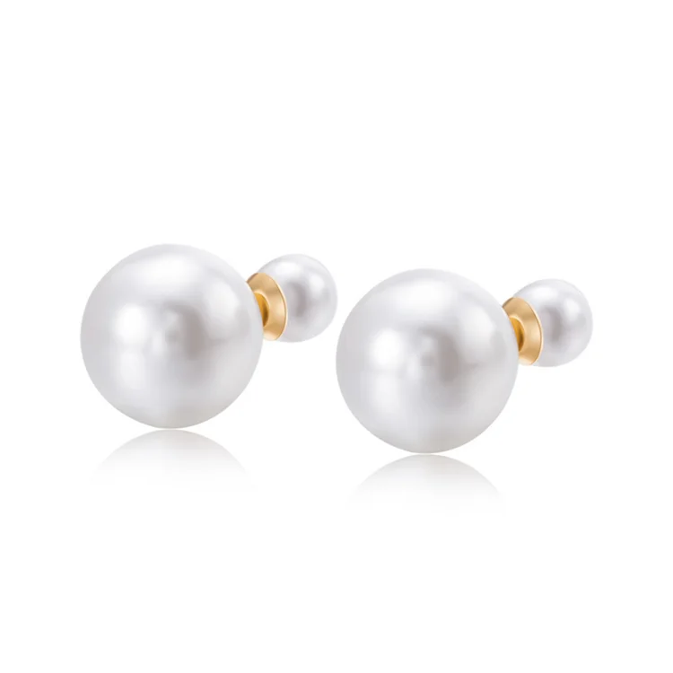 

Wholesale freshwater pearl earrings golden flat button real ear stud pearl earrings
