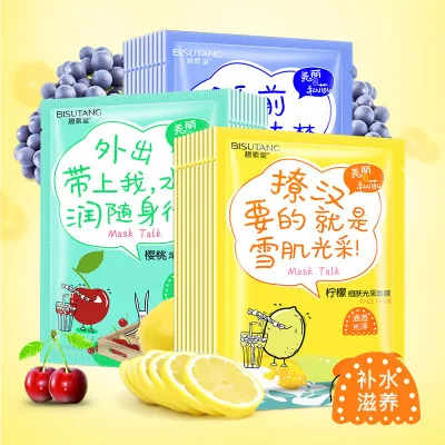 

fruit extract moisturizing facial mask sheet oil control Blackhead remover Lemon Cherry Grape Seed mask beauty facial mask