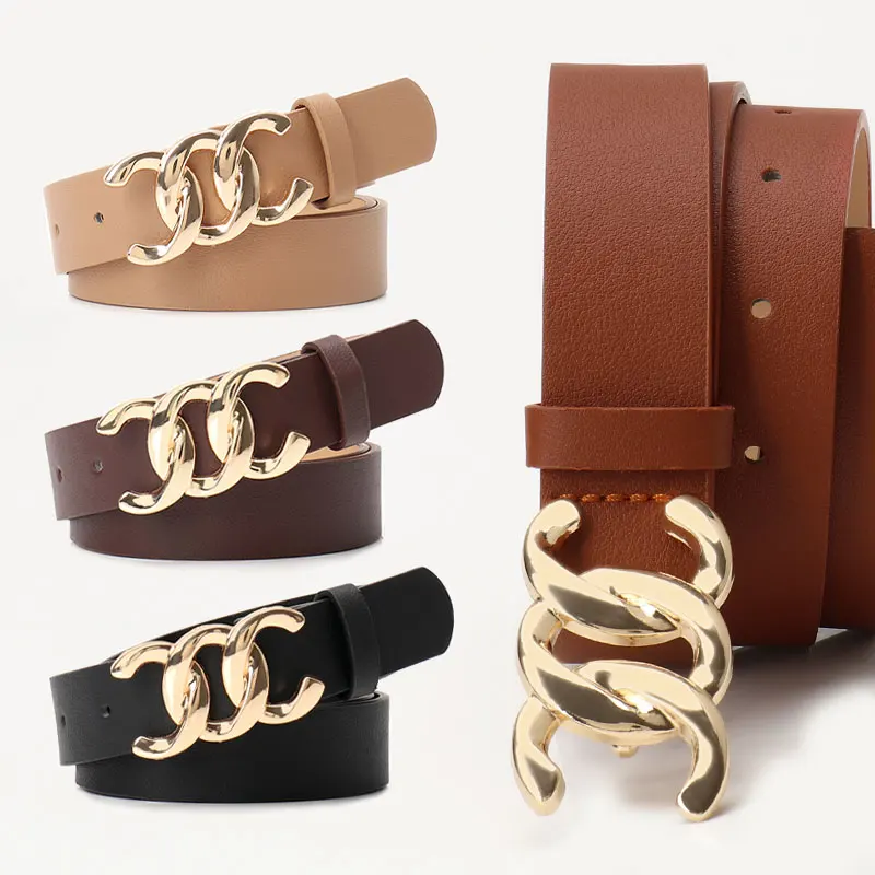 JULUN Belt Manufacturer Multi-Color Women's Belts Twisted Gold Buckle Ladies Belt Thin Faux Leather Adjustable for Jeans Dresses