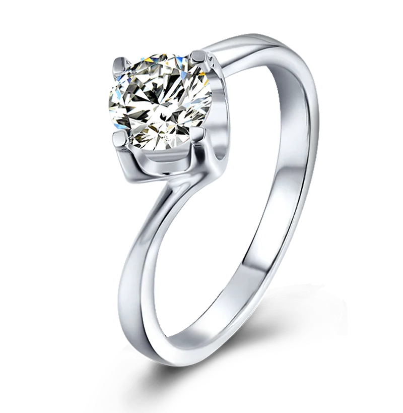 

M04F Moissanite Diamonds 0.5ct 5mm Moissanite Main Stone 925 Sterling Silver Ring