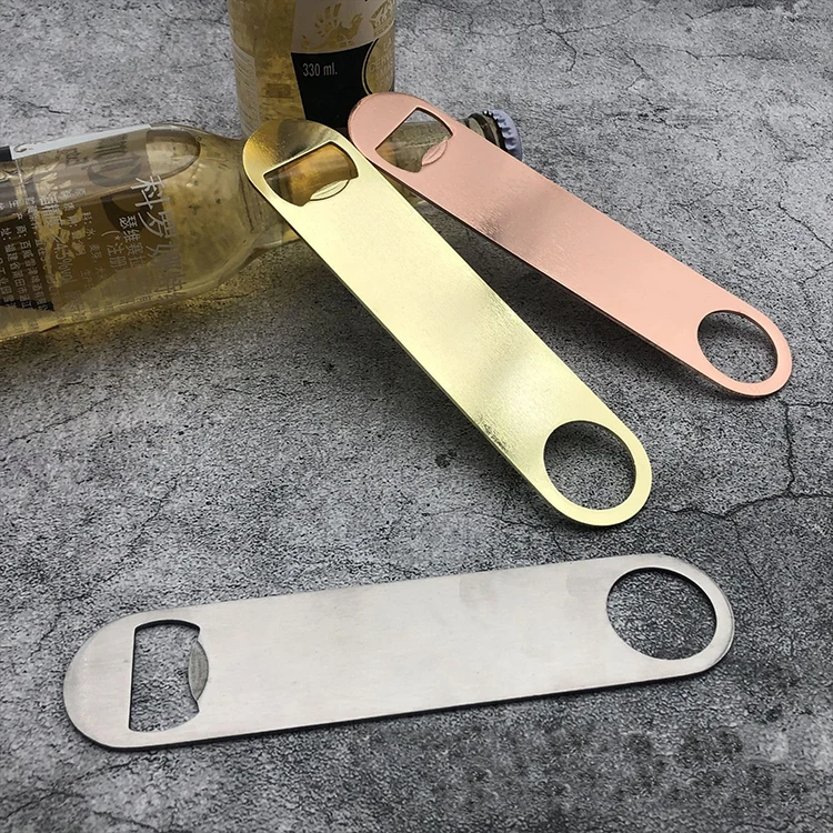 

17.8cm Wholesale stainless steel bar blade blank customized rose gold bottle opener gold, Custom color