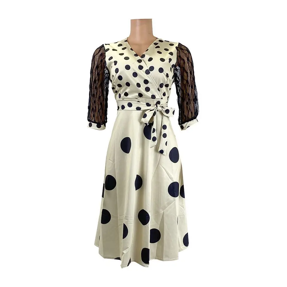 

10410-SW96 slinky dot printed plus size women casual dresses sehe fashion, 3 colors