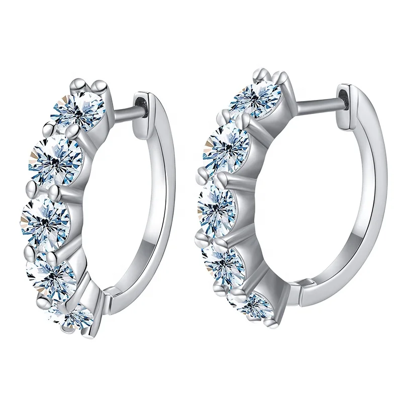 Gra certified 3ct Wedding real Moissanite Diamond band Hoop Earrings 925 Sterling Silver Plated Platinum Huggie Luxury Jewelry