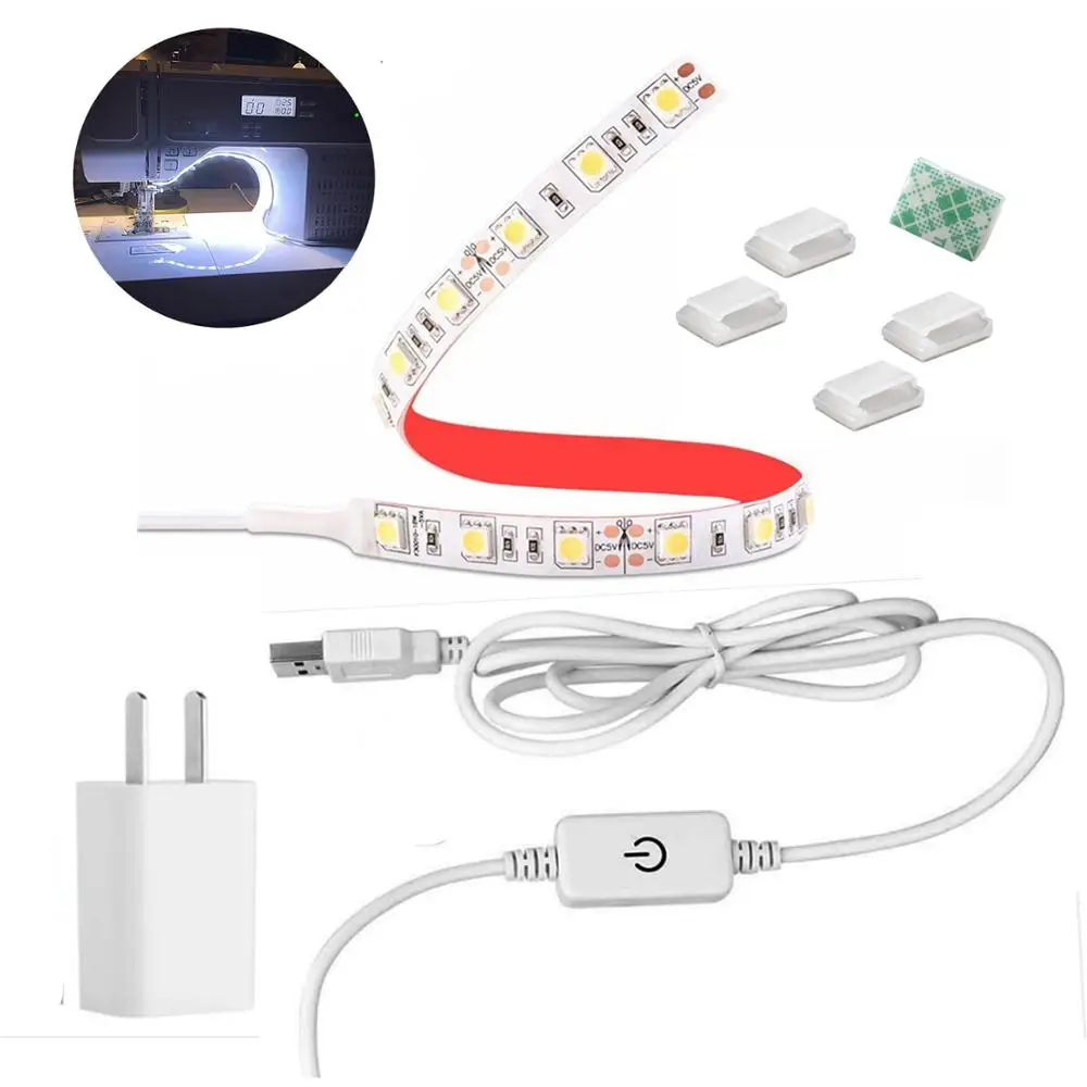 Sewing Machine LED Light Strip with Touch Dimmer,USB Power and Adhesive Clips LED sewing strip light Illuminates sewing
