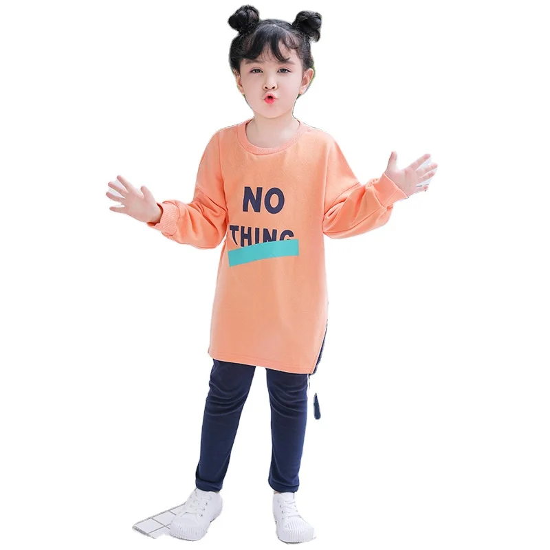 

Girls' suit Spring 2021 new Korean version children's loose sports sweatshirt set of 2 pieces