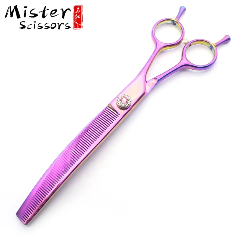 

Pink Titanium Professional High Quality Pet Dog Grooming Curved Thinning Scissors 7.25 inch 440C Stainless Steel, Black/blue/gold/silver