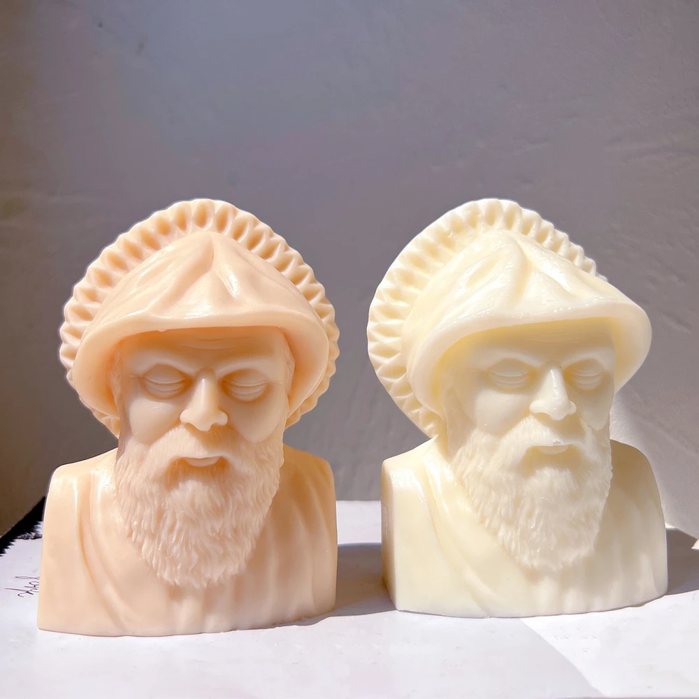 Art Statue Sculpture Soy Wax Mould Figure Home Art Bust Saint Charbel Silicone Candle Mold