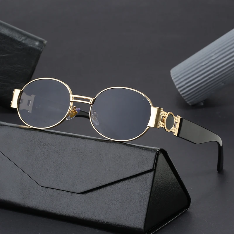 Vintage Sun Glasses Steampunk Oval Sun Glasses Women Fashion Shades Eyeglasses Luxury Metal Frame Sunglasses