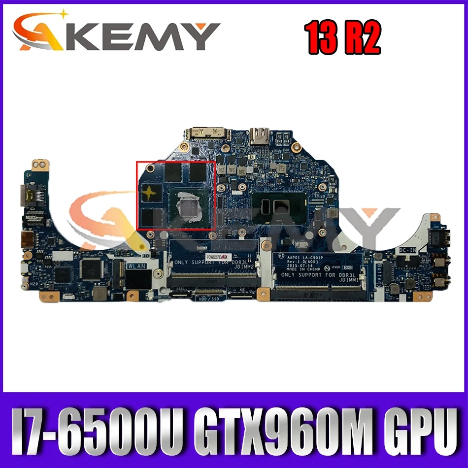 

AAP01 LA-C901P LA-C902P Mainboard For DELL 13 R2 Laptop Motherboard With I7-6500U GTX960M GPU 100% Fully Tested
