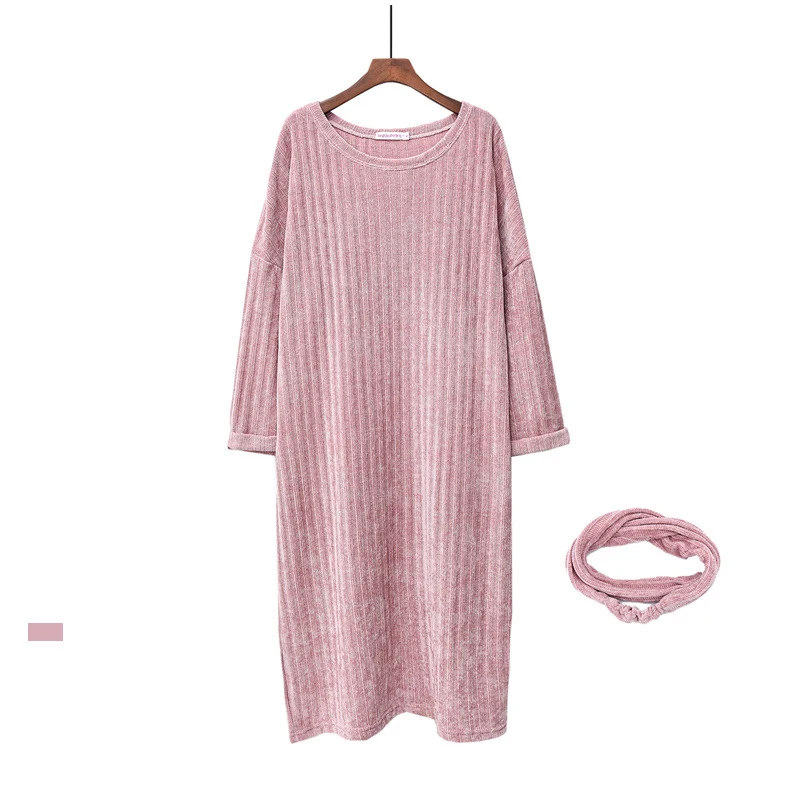 

Women's Plus Size Beautifully Soft Long Sleeve Round Collar Nightgown