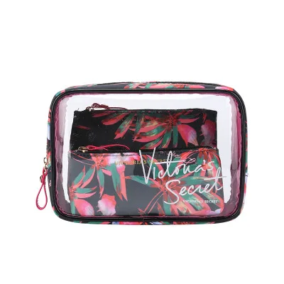 

2020 OEM hot sale fashion printing pvc makeup bag custom clear cosmetic bags, Red,pink. black
