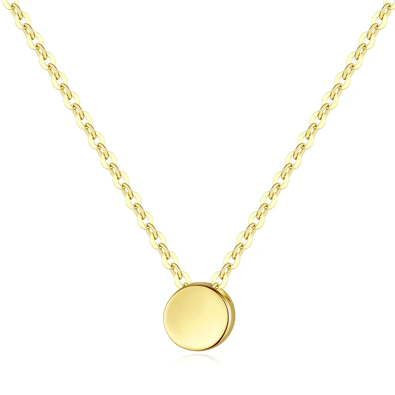 

Luoteemi 14K Solid Gold Engraved Metal Coin Round Pendant Necklace for Girls Party Engagement