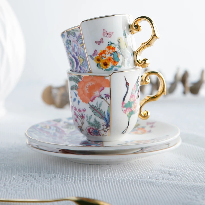 

SU127 European Cup and Saucer Set Porcelain Cup for Espresso Gift Package