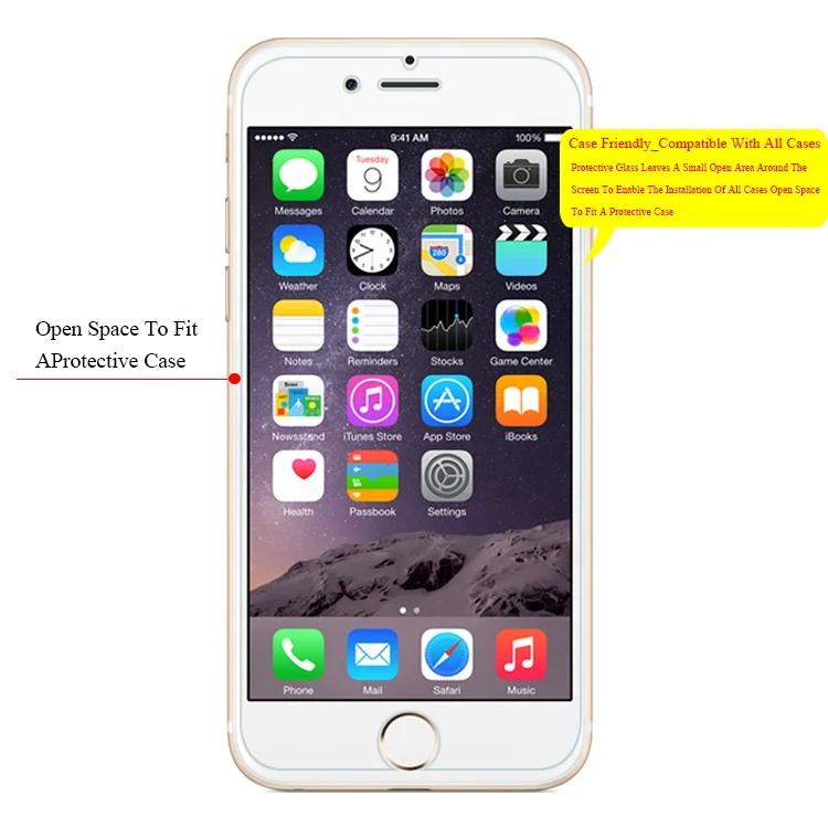 

Shockproof Cell Phone Tempered Glass Screen Protector For iPhone 6/7/8