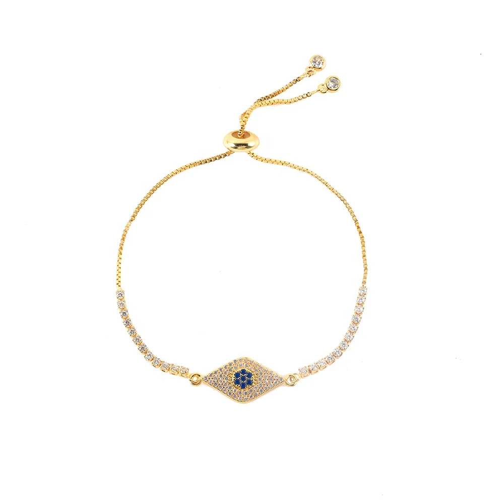 

Full Diamond 18K Gold Plated Evil Eye Bracelet Pave Inlay Zircon Oil Drip Turkish Blue Eyes Bracelets For Women Jewelry, As the pic show