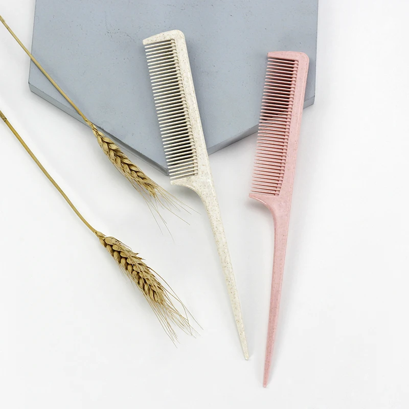 

Salon Hair Cutting Custom Wheat Straw Eco friendly Plastic Fine Tooth Tail Parting Comb, Mixed color