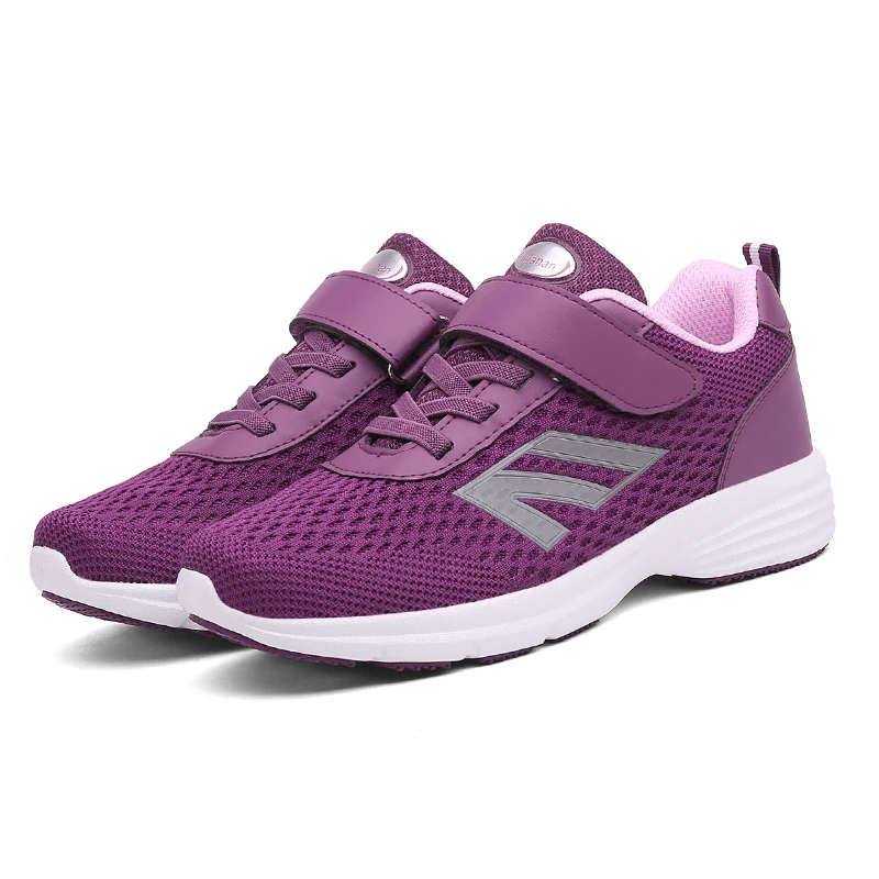 

Comfortable man breathable walking shoes for lady outdoor sport shoes casual woman sneakers, Navy purple grey