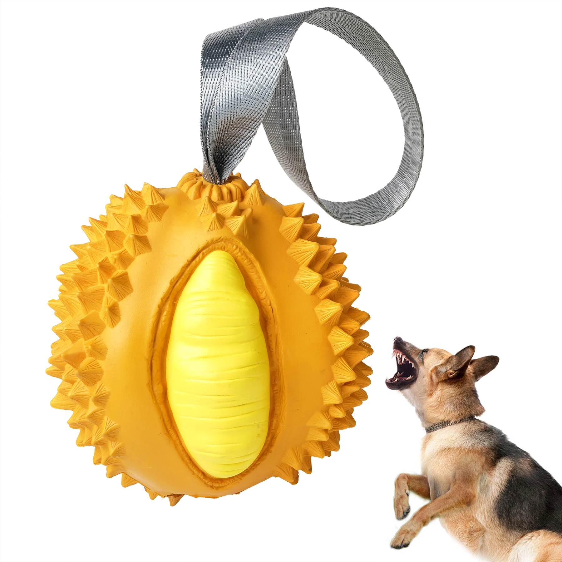 

Durian Shape Dog Chew Toys Indoor Interactive Clean Tooth Natural Rubber Indestructible Chew Toys For Dogs