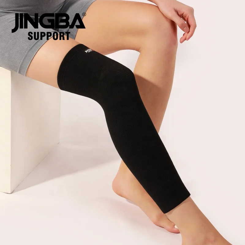 

JINGBA OEM/ODM Black long Full Leg Sleeves Long Compression Leg Sleeve Knee Sleeves Protect Leg for Man Women Basketball