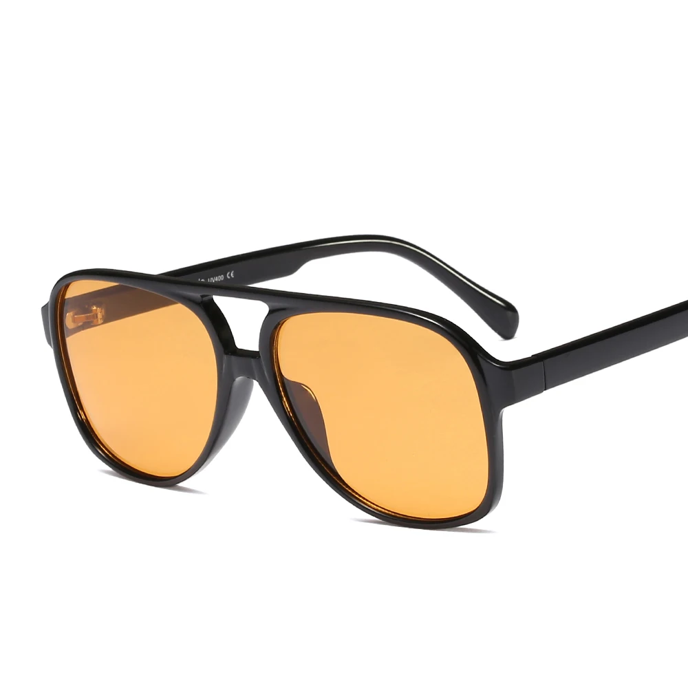 

2021 New Fashion Big Frame Sunglasses New Italian Fashion Brands Sunglasses Yellow Lens Women Men Pilot Glasses Shades