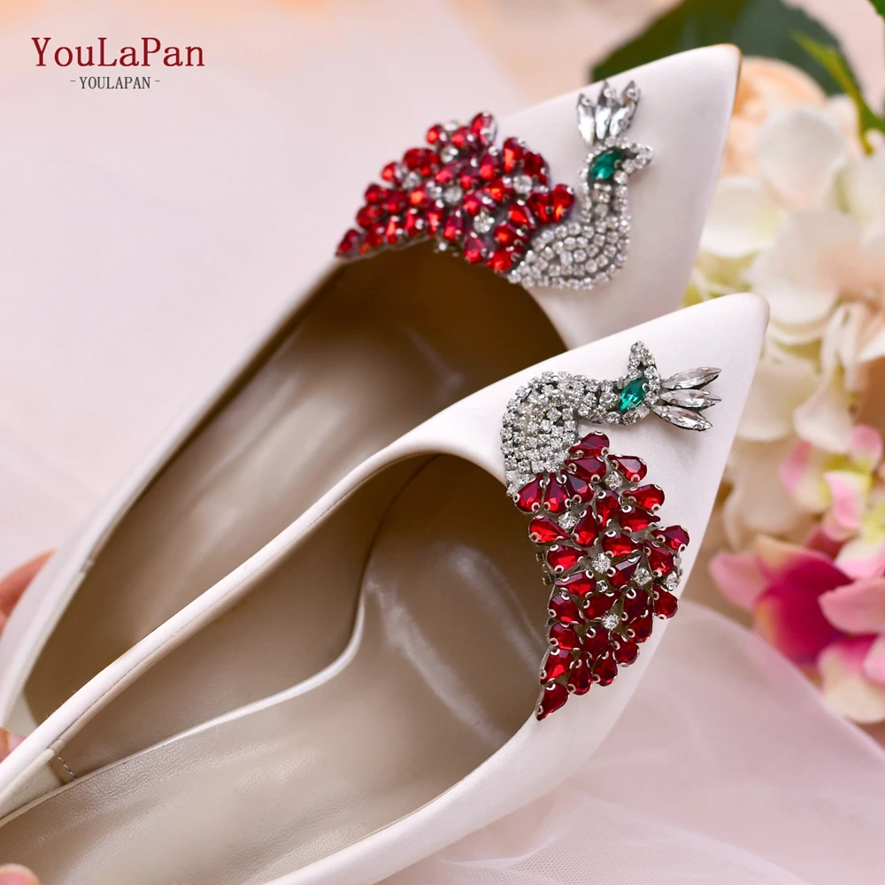

YouLaPan X36 Fashion Decorative colorful Shoe Buckles,Shoe Clips For High Heel,Shoes Accessories For Women, Red
