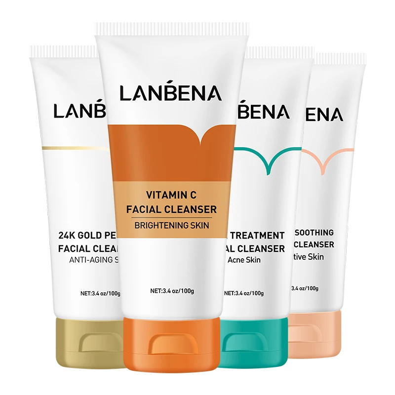 

LANBENA facial cleanser foam moisturizer face wash all kind skin 4 types vitamin c facial cleanser