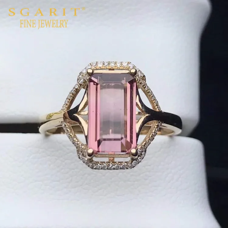 

SGARIT hot sale vintage wedding jewelry ring 18k gold 2.05ct natural red tourmaline gemstone ring for women