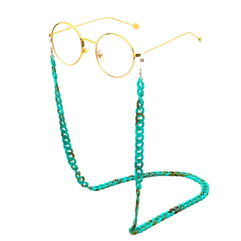 

Trendy big flat acrylic acetate chain necklace sunglasses accessories glasses chain eyewear eyeglass chain holder clip, Multicolors