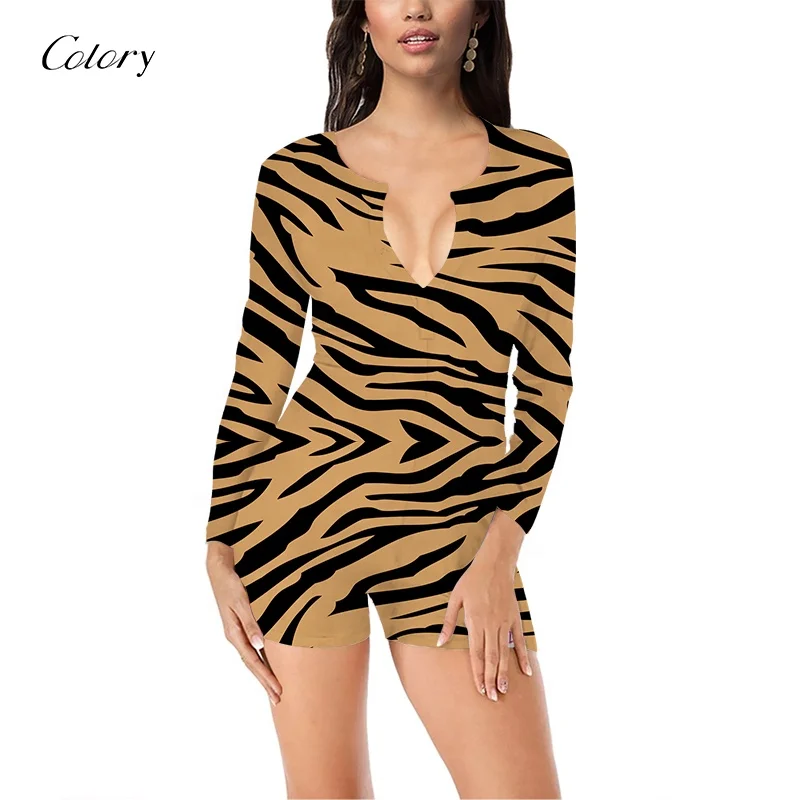 

Colory European and American Women Sexy Leopard Printed Onesie, Customized color