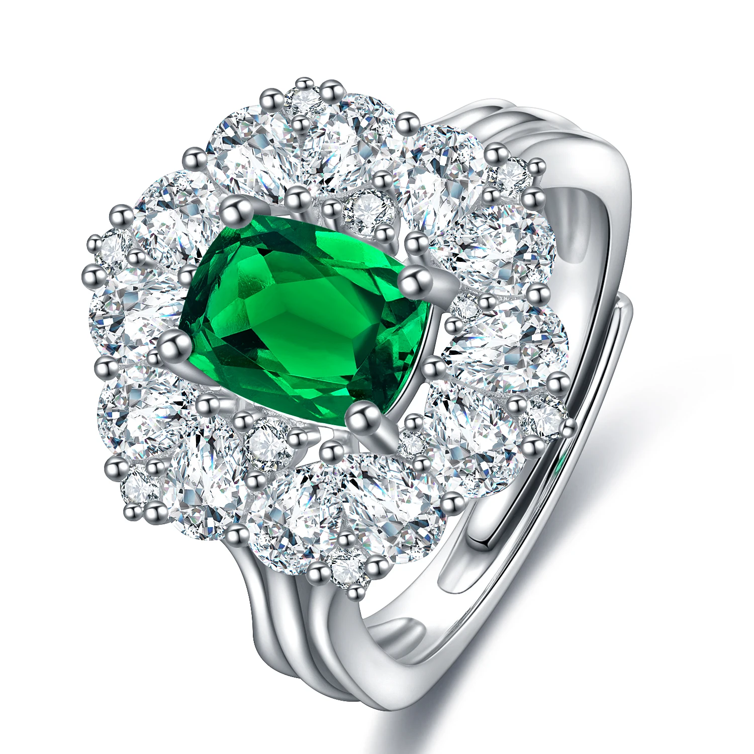

Anster 1.30ct Zambia Emerald 925 Sterling Silver emerald rings, Green