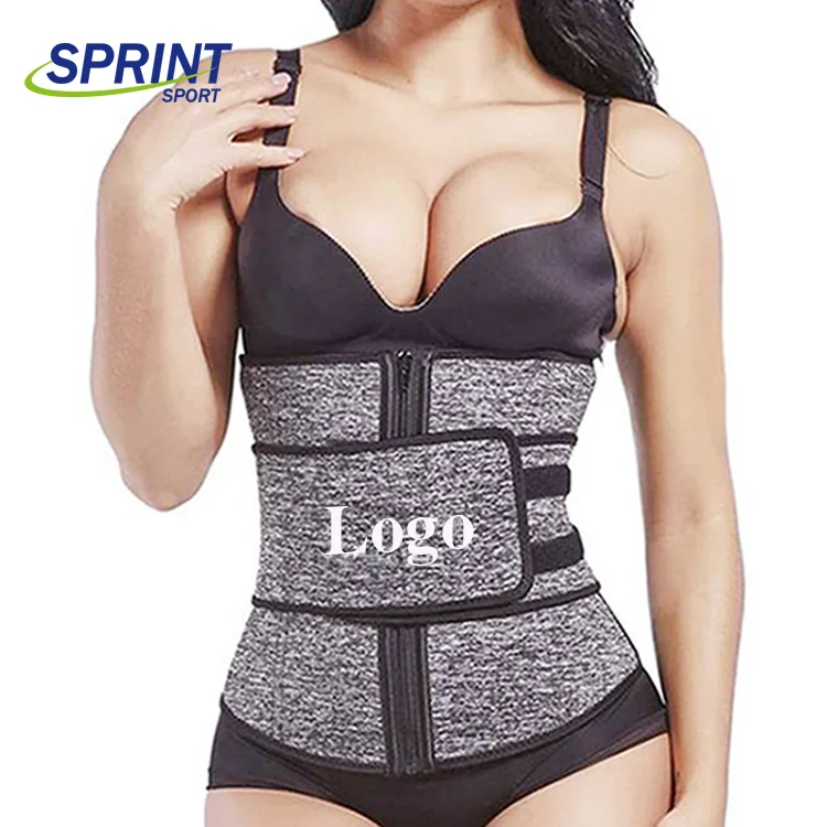 

Printing Private LOGO Women Body Shaper Two Belts Support Back Neoprene Weight Loss Belly Sauna Sweat Corset Belt Waist Trainer, Red, purple, blue, black, gray