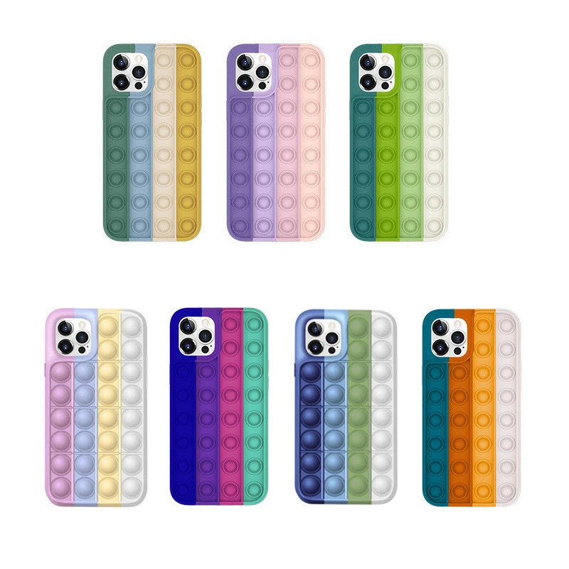 

Shockproof Drop Protection Case push Pop Bubble Fidget Sensory Toys Case for iPhone 12 Pro