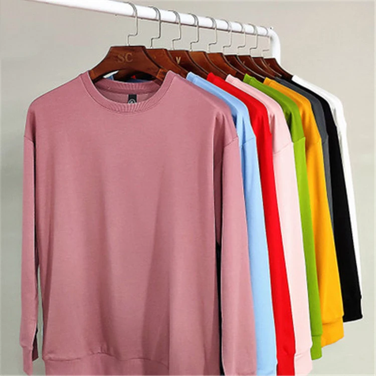 

Light Weight Cheap Price French Terry Fabric Pullover Custom Logo Men Crew Neck Sweatshirt, 9 colors