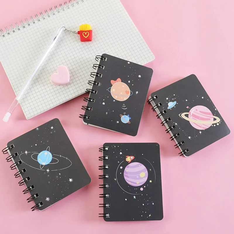 

Cartoon planet design custom spiral A7 pocket size small journal notebook