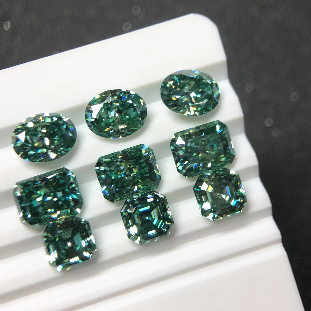 Loose Moissanite 1ct 2ct 3ct 5ct Round  Oval Radiant  Asscher Trillion Marquise Heart Emerald Cut Natural Green Moissanite Stone