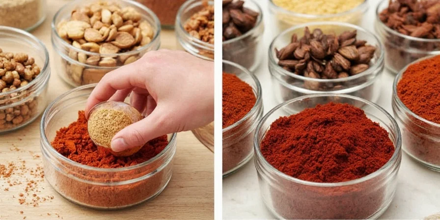 Alphabetized spice shelf display