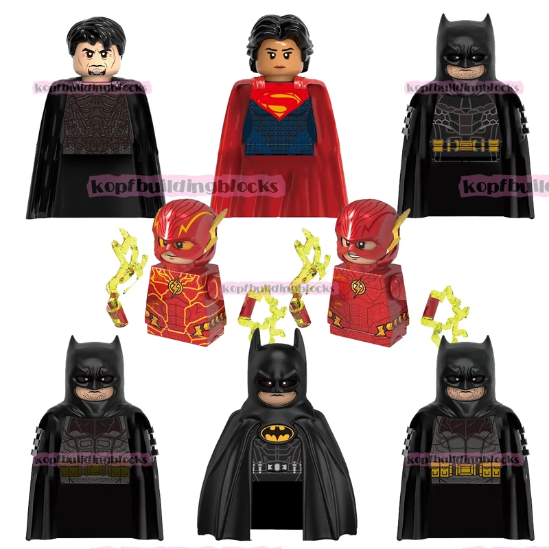 

G0123 DC Justice League Keaton Ben Bat Supergirl The Flash General Zod Man Super Heroes Movie Building Block Figure Plastic Toy
