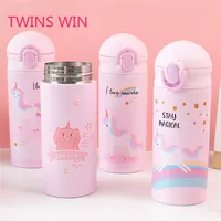 

new year gift funny unicorn design foldable stainless steel drinking water bottle 350ml Thermal Insulation bottles for kids 1349
