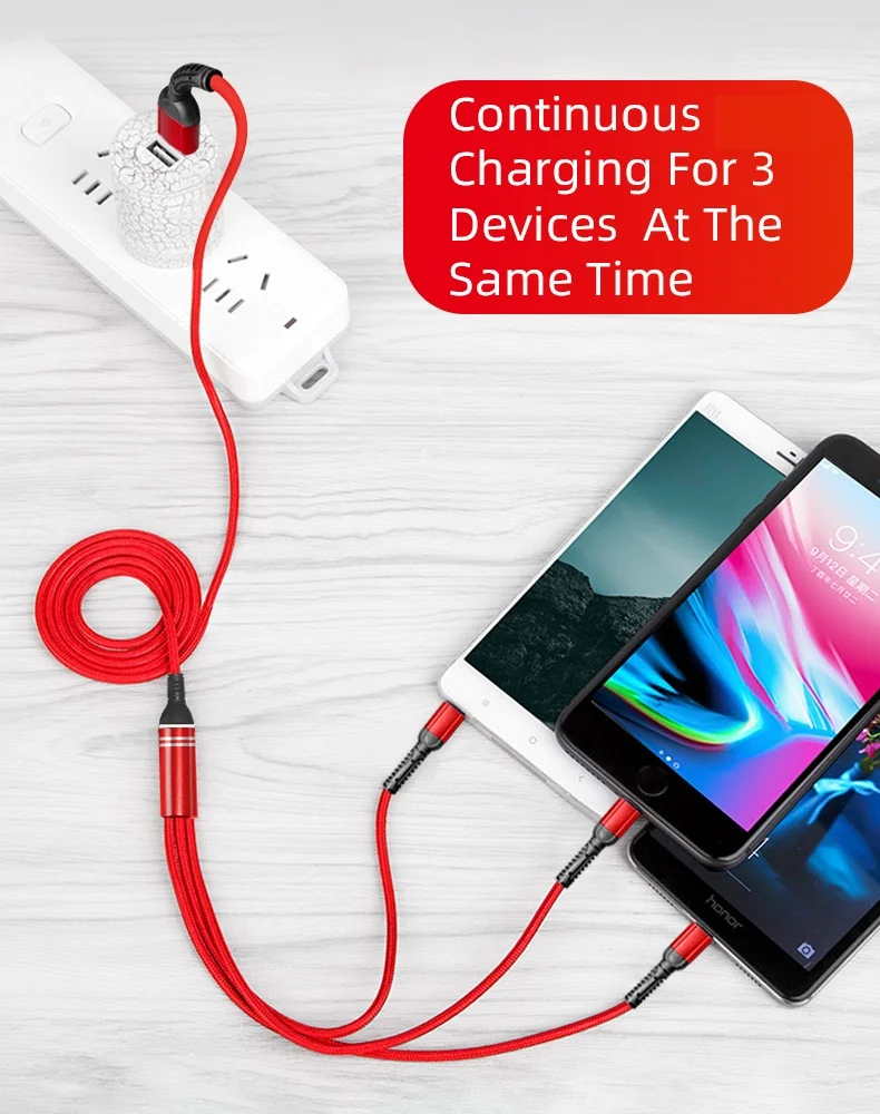 ICEBINGO  Factory Price 3 in 1 Multi Function Charging Data Cable High Quality Adapter Cable For iPhone, type-C Use