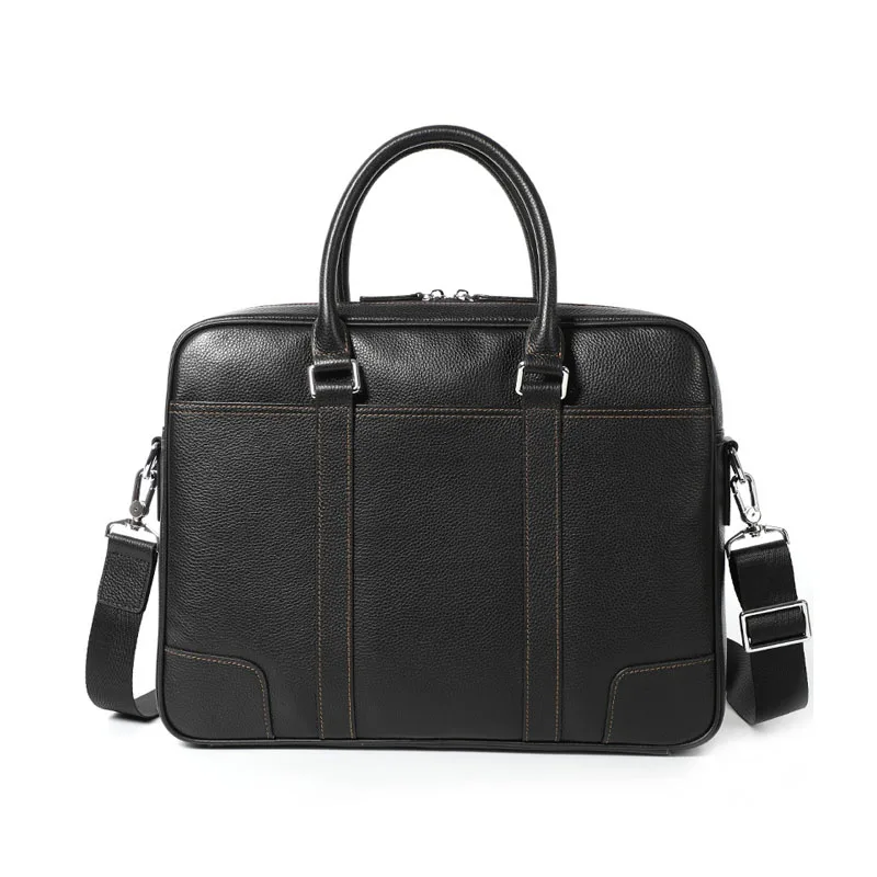 

Amazon Hot Selling Wholesale Business Bag China Manufacturer Genuine Leather Briefcase For Men Handbag, Black