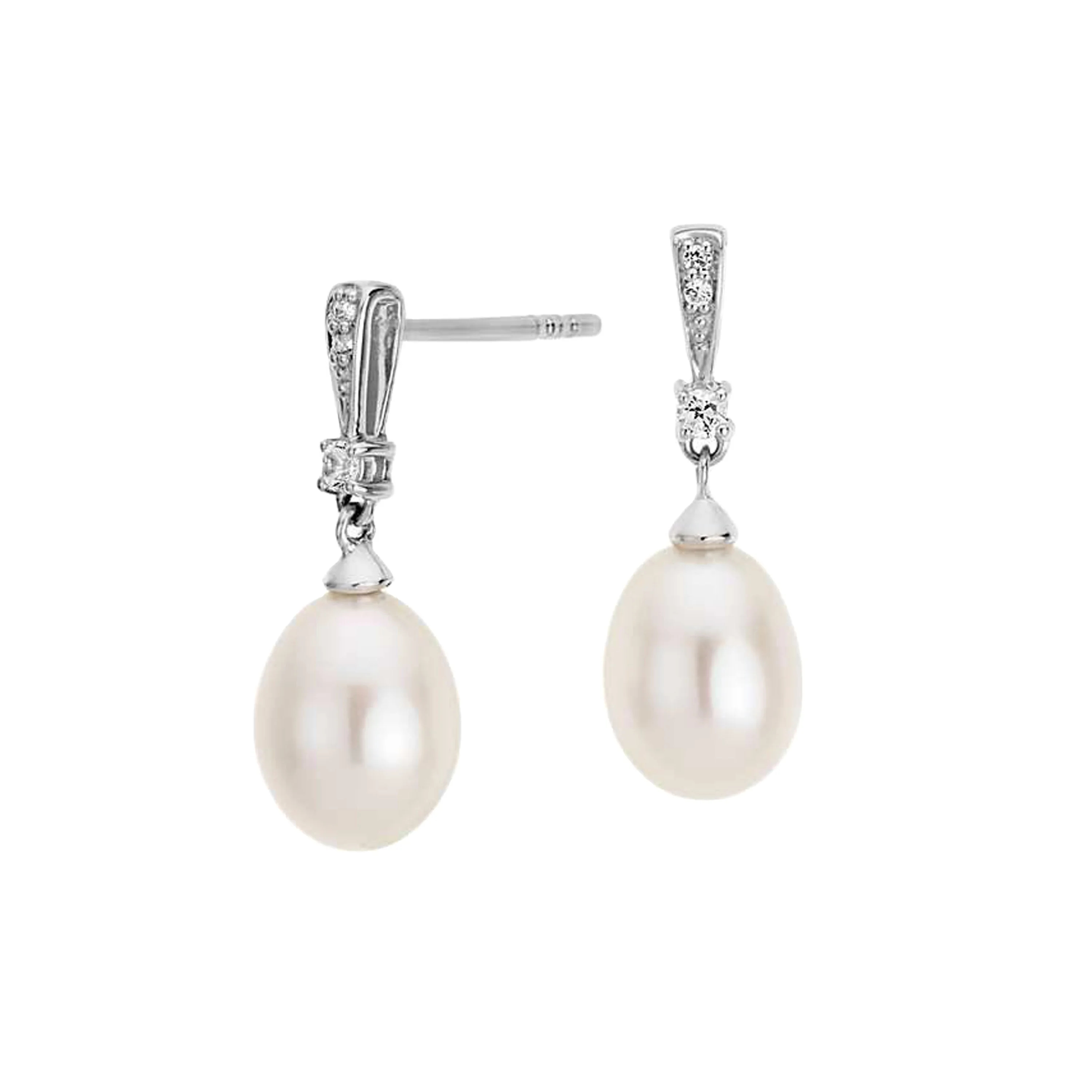 

Sterling Silver Jewelry Hallmarks Freshwater Real Bridal Pearl Drop Earrings