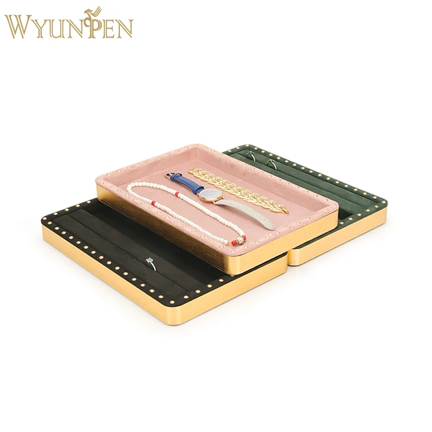 

High End Custom Logo Metal Jewelry Organizer Trays Luxury Counter Display Jewelry Tray