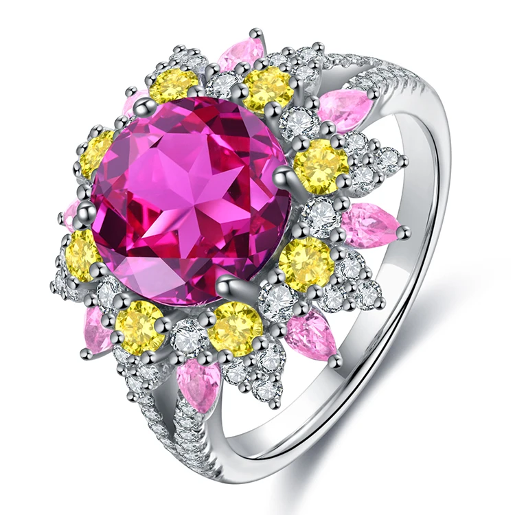 

Fashion 4.35ct Lab Grown Pink Sapphire Solid 925 Sterling Silver Luxury Rings For Women