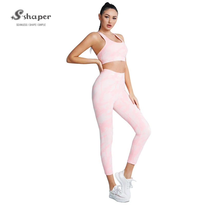 

Popular design high wasted workout pants tummy control seamless yoga sets, Camouflage pink