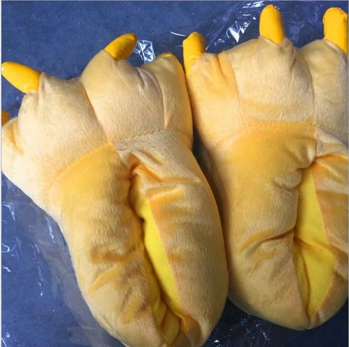 

Men And Women Cartoon Coral Plush Claw Shoes Multicolor Animal Home Wear