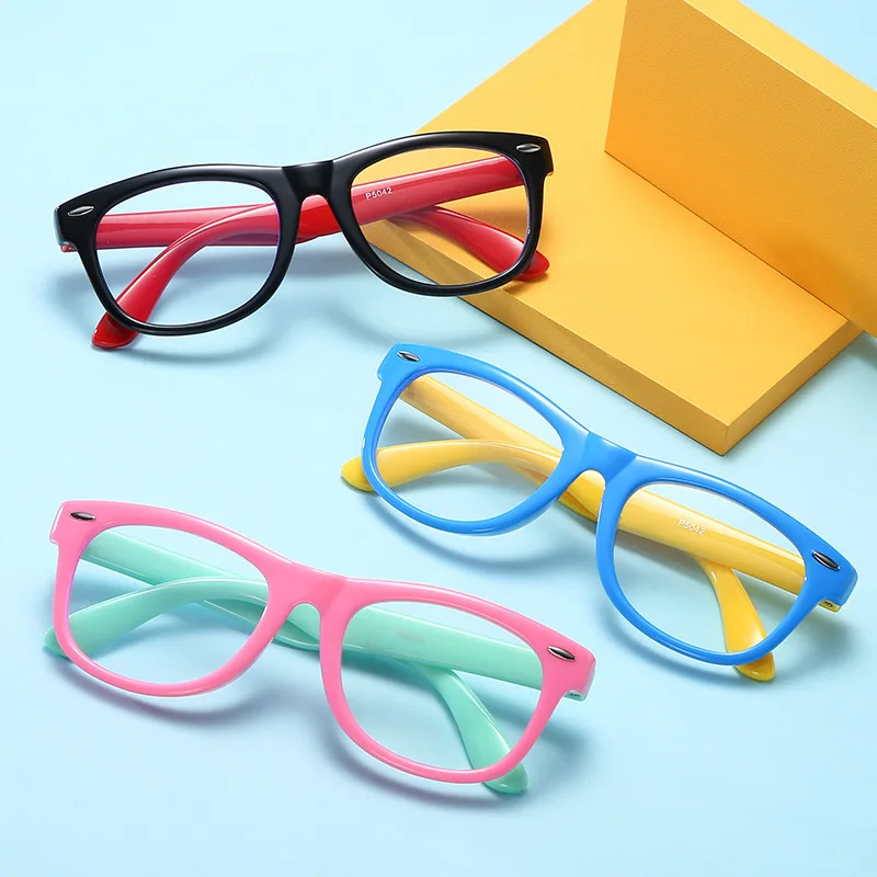

Flexible silicone Comfortable Anti Blue Light Kids Glasses Protect Eyes Computer Eyewear For Kid, As the pictures show