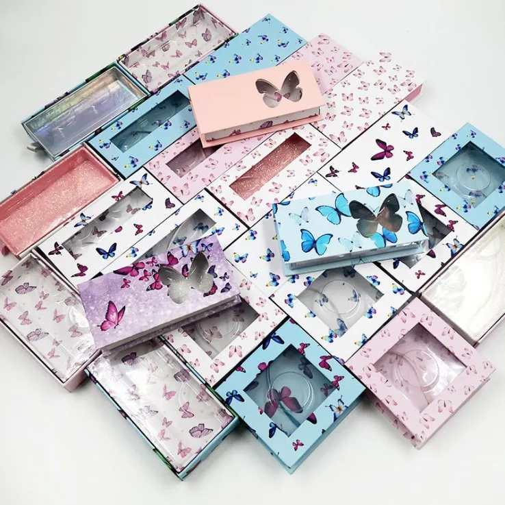 

VMAE Printed Logo Make Your Own Brand Custom Lash Packaging Colorful Butterfly Empty OEM Eyelash Box Paper Box For Lashes