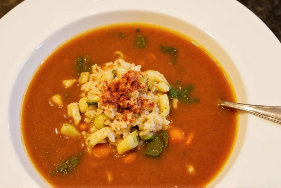 Bowl of steaming zuppa soup